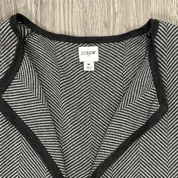 J. Crew Factory Vanessa Sweater Jacket Black and White Herringbone Open Cardigan - Picture 10 of 12